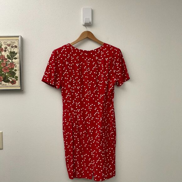 vintage 90's red polka dot scoop neck dress 6 - Picture 1 of 8